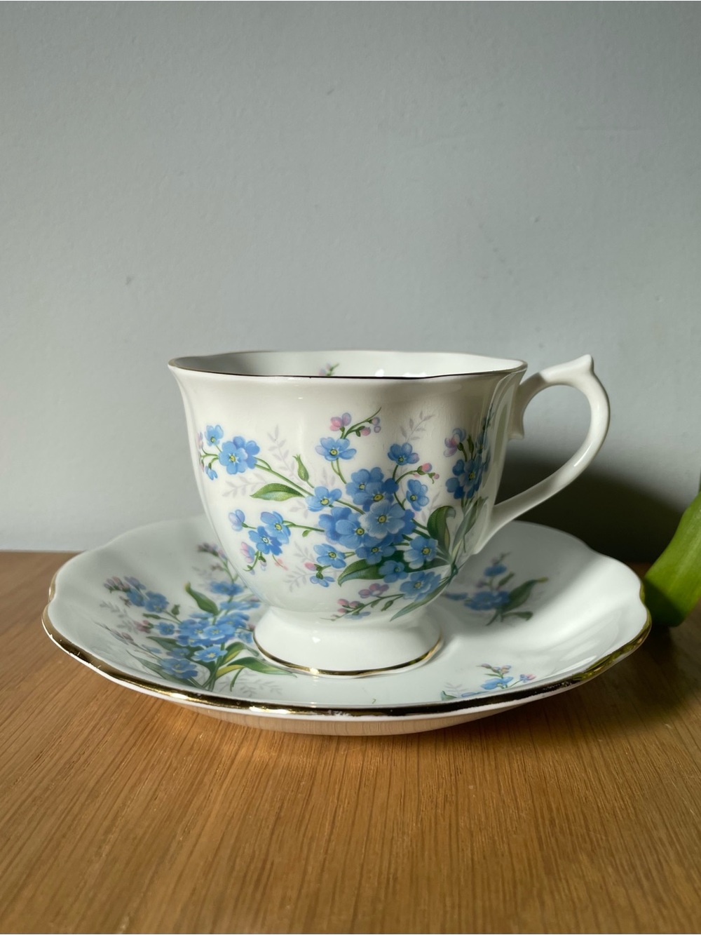 Vintage Midcentury Royal Albert Forget-Me-Not Teacup & Saucer Set